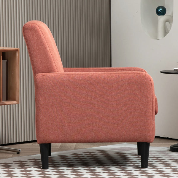 English Elm Faux Linen Armchair with Solid Wood Frame Compact Upholstered Seat for Modern Living Red B2735P508812