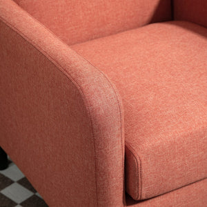 English Elm Faux Linen Armchair with Solid Wood Frame Compact Upholstered Seat for Modern Living Red B2735P508812