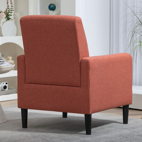 English Elm Faux Linen Armchair with Solid Wood Frame Compact Upholstered Seat for Modern Living Red B2735P508812
