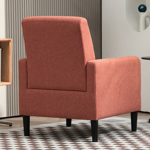 English Elm Faux Linen Armchair with Solid Wood Frame Compact Upholstered Seat for Modern Living Red B2735P508812