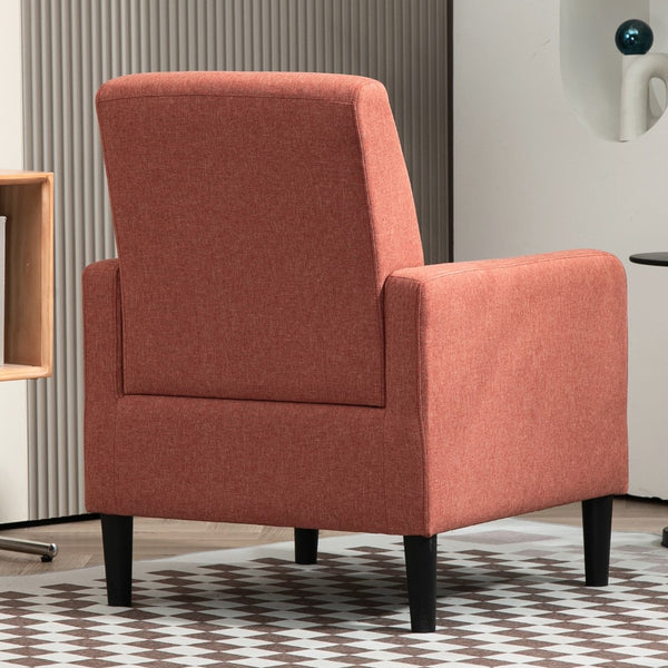 English Elm Faux Linen Armchair with Solid Wood Frame Compact Upholstered Seat for Modern Living Red B2735P508812