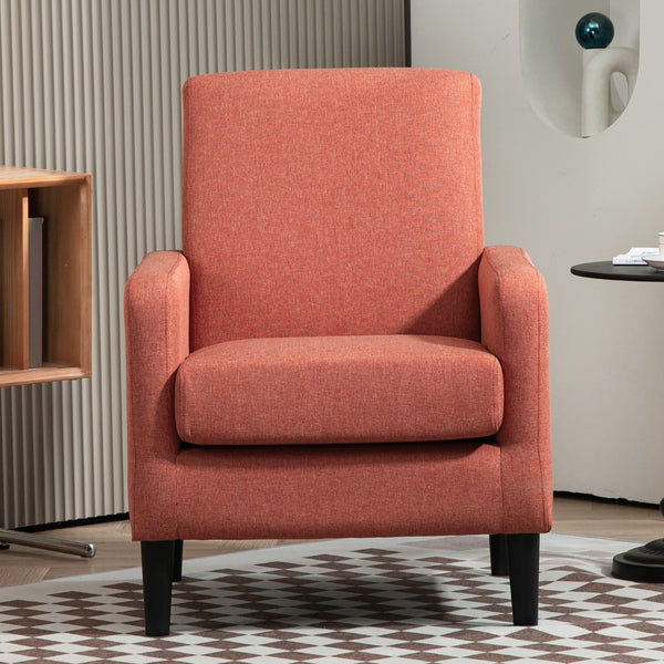 English Elm Faux Linen Armchair with Solid Wood Frame Compact Upholstered Seat for Modern Living Red B2735P508812