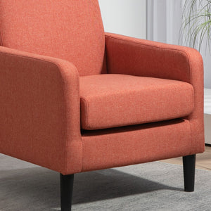 English Elm Faux Linen Armchair with Solid Wood Frame Compact Upholstered Seat for Modern Living Red B2735P508812