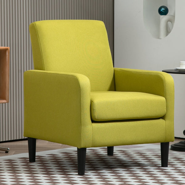 English Elm Faux Linen Armchair with Solid Wood Frame Compact Upholstered Seat for Modern Living Antique Green B2735P508813