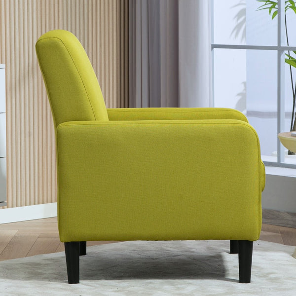 English Elm Faux Linen Armchair with Solid Wood Frame Compact Upholstered Seat for Modern Living Antique Green B2735P508813