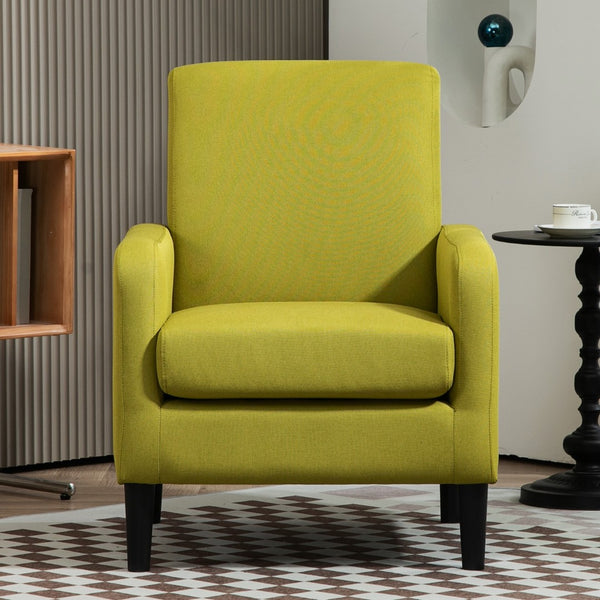 English Elm Faux Linen Armchair with Solid Wood Frame Compact Upholstered Seat for Modern Living Antique Green B2735P508813
