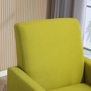 English Elm Faux Linen Armchair with Solid Wood Frame Compact Upholstered Seat for Modern Living Antique Green B2735P508813