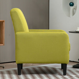English Elm Faux Linen Armchair with Solid Wood Frame Compact Upholstered Seat for Modern Living Antique Green B2735P508813