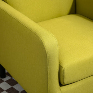 English Elm Faux Linen Armchair with Solid Wood Frame Compact Upholstered Seat for Modern Living Antique Green B2735P508813