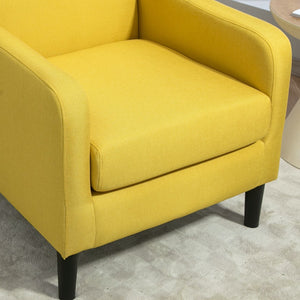 English Elm Faux Linen Armchair with Solid Wood Frame Compact Upholstered Seat for Modern Living Mustard yellow B2735P508814