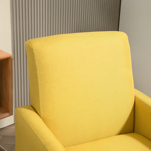English Elm Faux Linen Armchair with Solid Wood Frame Compact Upholstered Seat for Modern Living Mustard yellow B2735P508814