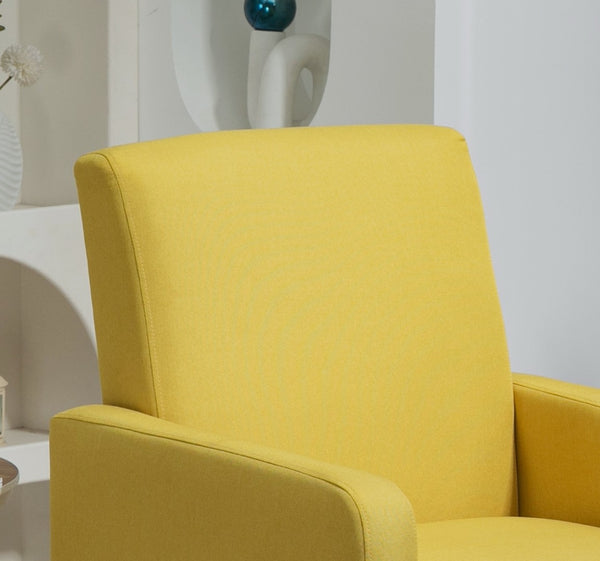 English Elm Faux Linen Armchair with Solid Wood Frame Compact Upholstered Seat for Modern Living Mustard yellow B2735P508814