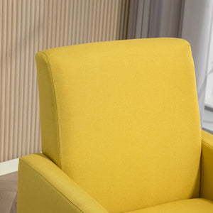 English Elm Faux Linen Armchair with Solid Wood Frame Compact Upholstered Seat for Modern Living Mustard yellow B2735P508814