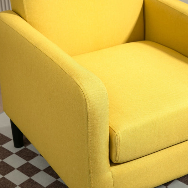 English Elm Faux Linen Armchair with Solid Wood Frame Compact Upholstered Seat for Modern Living Mustard yellow B2735P508814