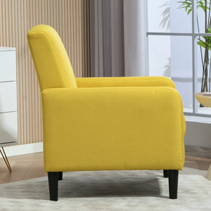 English Elm Faux Linen Armchair with Solid Wood Frame Compact Upholstered Seat for Modern Living Mustard yellow B2735P508814