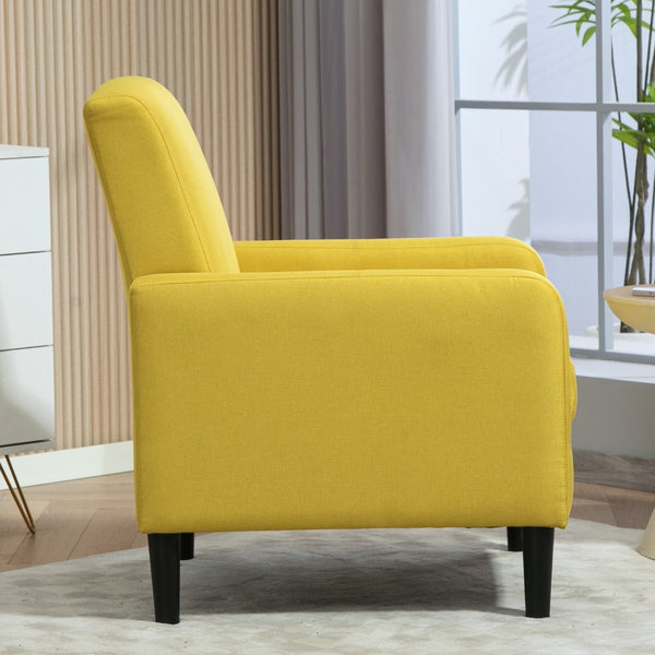 English Elm Faux Linen Armchair with Solid Wood Frame Compact Upholstered Seat for Modern Living Mustard yellow B2735P508814