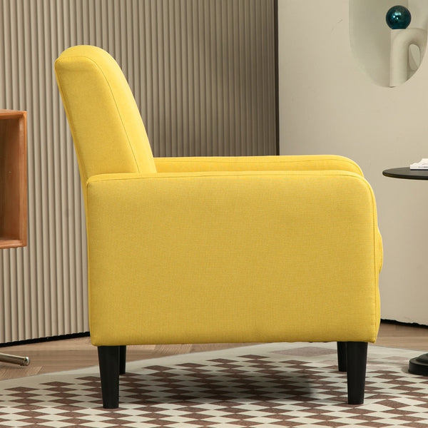 English Elm Faux Linen Armchair with Solid Wood Frame Compact Upholstered Seat for Modern Living Mustard yellow B2735P508814