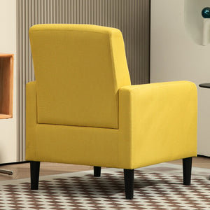 English Elm Faux Linen Armchair with Solid Wood Frame Compact Upholstered Seat for Modern Living Mustard yellow B2735P508814