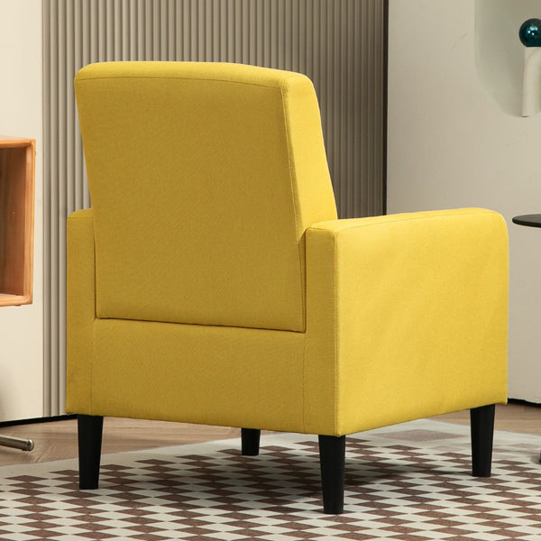 English Elm Faux Linen Armchair with Solid Wood Frame Compact Upholstered Seat for Modern Living Mustard yellow B2735P508814