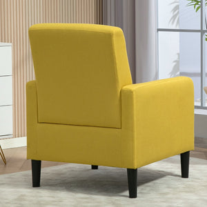 English Elm Faux Linen Armchair with Solid Wood Frame Compact Upholstered Seat for Modern Living Mustard yellow B2735P508814