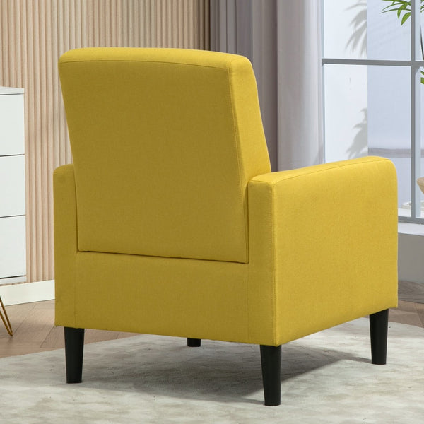 English Elm Faux Linen Armchair with Solid Wood Frame Compact Upholstered Seat for Modern Living Mustard yellow B2735P508814