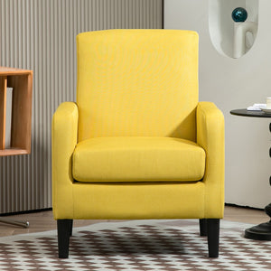 English Elm Faux Linen Armchair with Solid Wood Frame Compact Upholstered Seat for Modern Living Mustard yellow B2735P508814