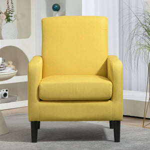 English Elm Faux Linen Armchair with Solid Wood Frame Compact Upholstered Seat for Modern Living Mustard yellow B2735P508814