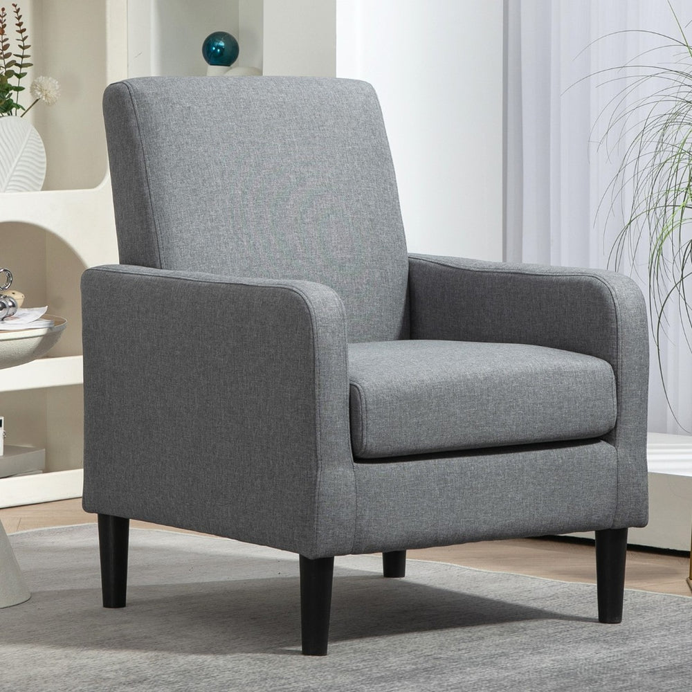 English Elm Faux Linen Armchair with Solid Wood Frame Compact Upholstered Seat for Modern Living Gray B2735P508815