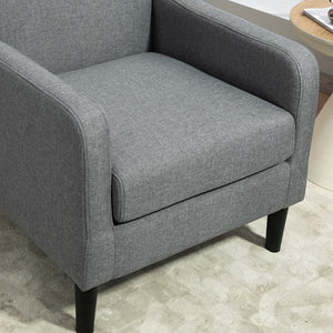 English Elm Faux Linen Armchair with Solid Wood Frame Compact Upholstered Seat for Modern Living Gray B2735P508815
