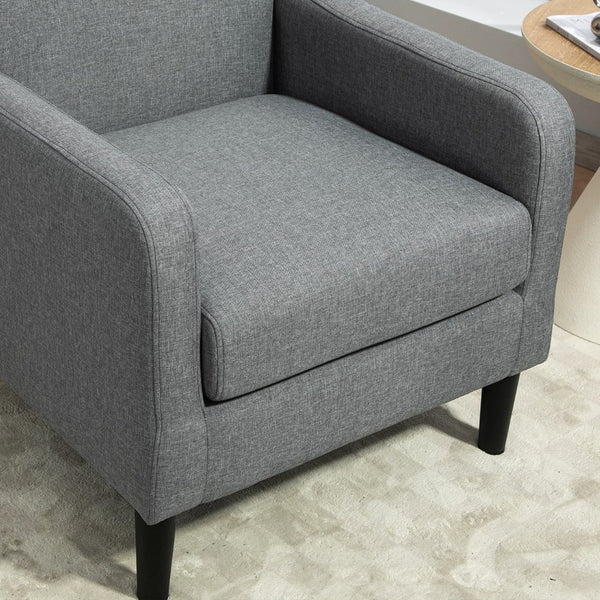 English Elm Faux Linen Armchair with Solid Wood Frame Compact Upholstered Seat for Modern Living Gray B2735P508815
