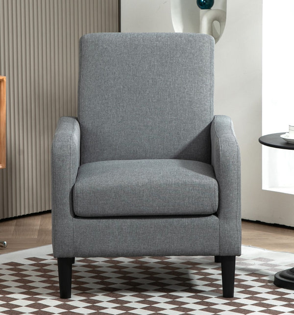 English Elm Faux Linen Armchair with Solid Wood Frame Compact Upholstered Seat for Modern Living Gray B2735P508815