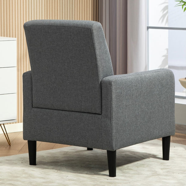 English Elm Faux Linen Armchair with Solid Wood Frame Compact Upholstered Seat for Modern Living Gray B2735P508815
