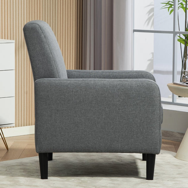 English Elm Faux Linen Armchair with Solid Wood Frame Compact Upholstered Seat for Modern Living Gray B2735P508815