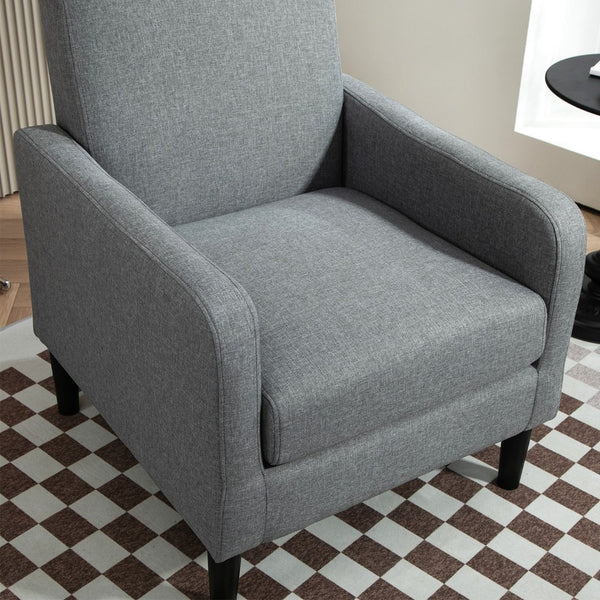 English Elm Faux Linen Armchair with Solid Wood Frame Compact Upholstered Seat for Modern Living Gray B2735P508815