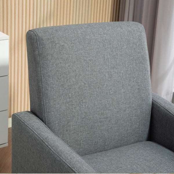 English Elm Faux Linen Armchair with Solid Wood Frame Compact Upholstered Seat for Modern Living Gray B2735P508815