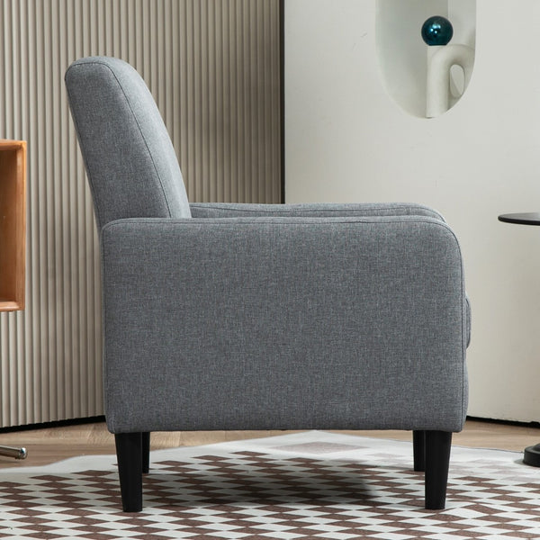English Elm Faux Linen Armchair with Solid Wood Frame Compact Upholstered Seat for Modern Living Gray B2735P508815