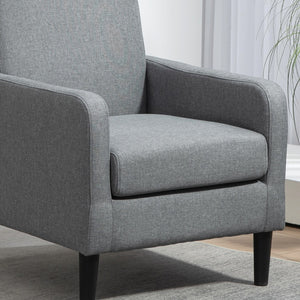 English Elm Faux Linen Armchair with Solid Wood Frame Compact Upholstered Seat for Modern Living Gray B2735P508815