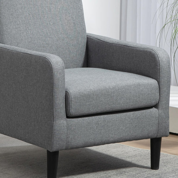 English Elm Faux Linen Armchair with Solid Wood Frame Compact Upholstered Seat for Modern Living Gray B2735P508815