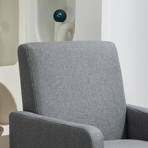 English Elm Faux Linen Armchair with Solid Wood Frame Compact Upholstered Seat for Modern Living Gray B2735P508815