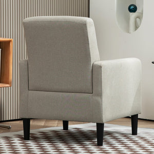 English Elm Faux Linen Armchair with Solid Wood Frame Compact Upholstered Seat for Modern Living Light Camel B2735P508816