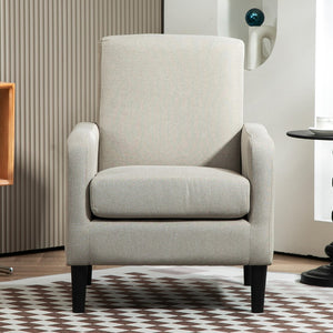 English Elm Faux Linen Armchair with Solid Wood Frame Compact Upholstered Seat for Modern Living Light Camel B2735P508816