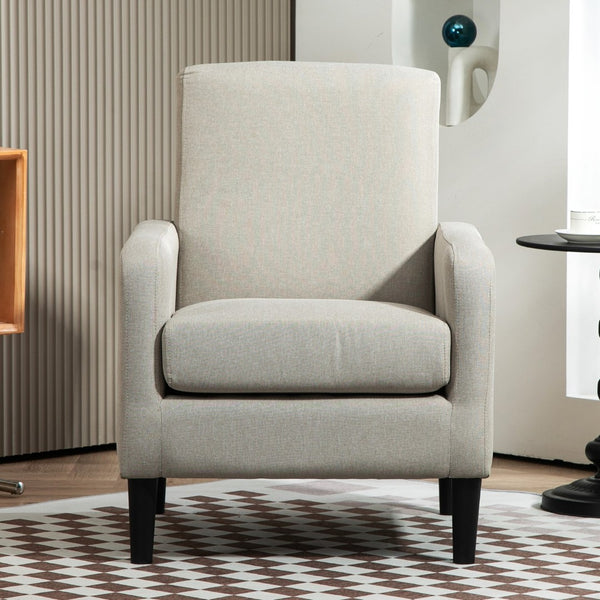 English Elm Faux Linen Armchair with Solid Wood Frame Compact Upholstered Seat for Modern Living Light Camel B2735P508816