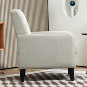 English Elm Faux Linen Armchair with Solid Wood Frame Compact Upholstered Seat for Modern Living Light Camel B2735P508816