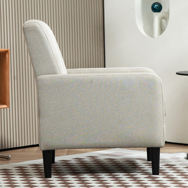English Elm Faux Linen Armchair with Solid Wood Frame Compact Upholstered Seat for Modern Living Light Camel B2735P508816