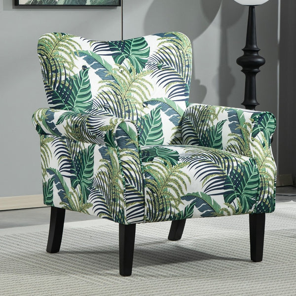 English Elm Mid-Century Modern Wingback Armchair Upholstered Club Seat with Tapered Wood Legs Multicolor B2735P510332