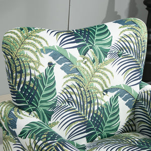 English Elm Mid-Century Modern Wingback Armchair Upholstered Club Seat with Tapered Wood Legs Multicolor B2735P510332