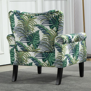 English Elm Mid-Century Modern Wingback Armchair Upholstered Club Seat with Tapered Wood Legs Multicolor B2735P510332