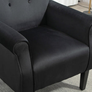 English Elm Mid-Century Modern Wingback Armchair Upholstered Club Seat with Tapered Wood Legs Black B2735P510335