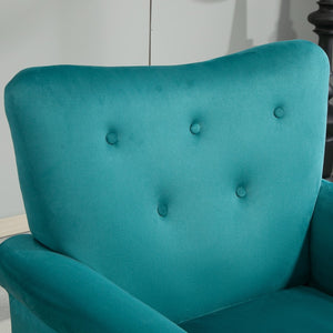 English Elm Mid-Century Modern Wingback Armchair Upholstered Club Seat with Tapered Wood Legs Teal B2735P510337
