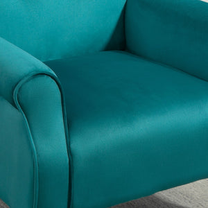 English Elm Mid-Century Modern Wingback Armchair Upholstered Club Seat with Tapered Wood Legs Teal B2735P510337